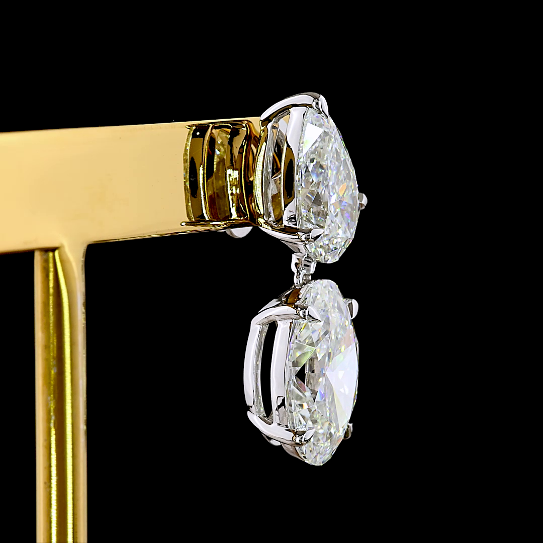 8.13 CTTW Oval Lab Grown Diamond Hanging Earring Size 22 (F Color and VS1 Clarity)