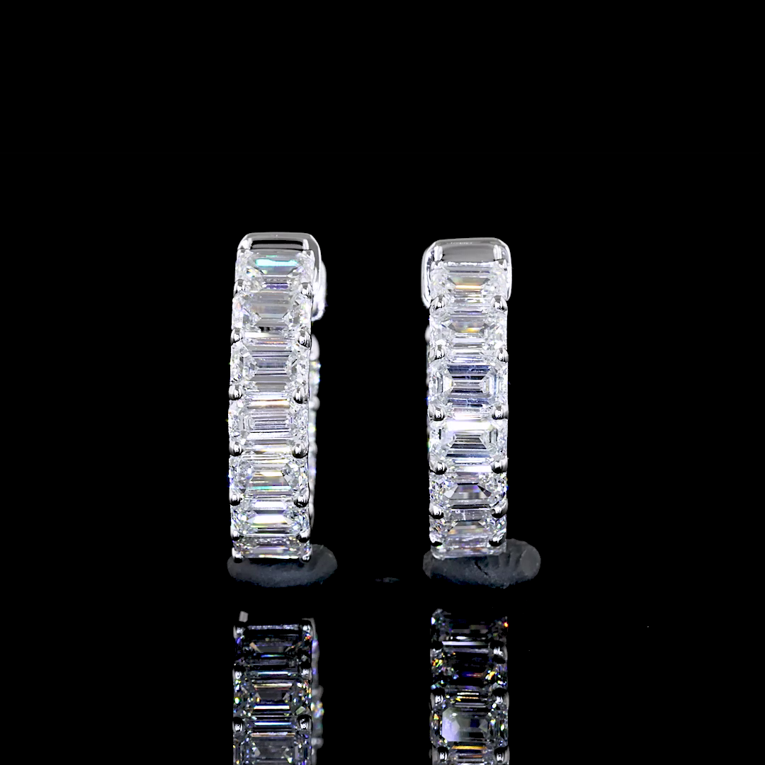 1.95 CTTW Emerald Lab Diamond Huggies Earring 13.32mm 14k White Gold E Color and VS Clarity jewelry-spot-usa