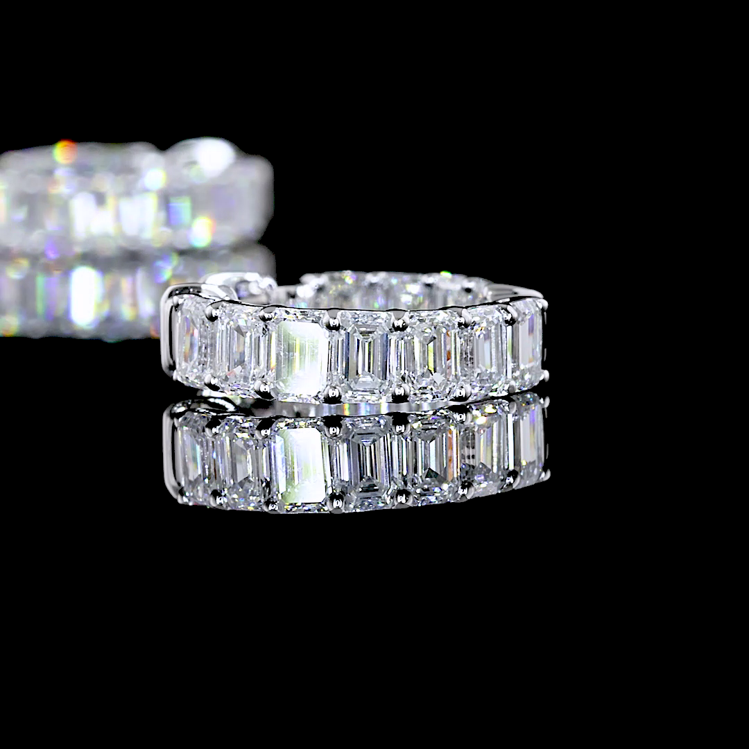 1.95 CTTW Emerald Lab Diamond Huggies Earring 13.32mm 14k White Gold E Color and VS Clarity jewelry-spot-usa