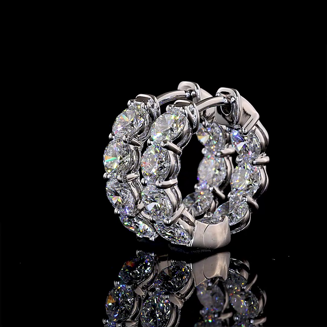 2.89 CTTW Round Lab Grown Diamond Huggies Earring 15.21mm (E Color and VS1 Clarity)