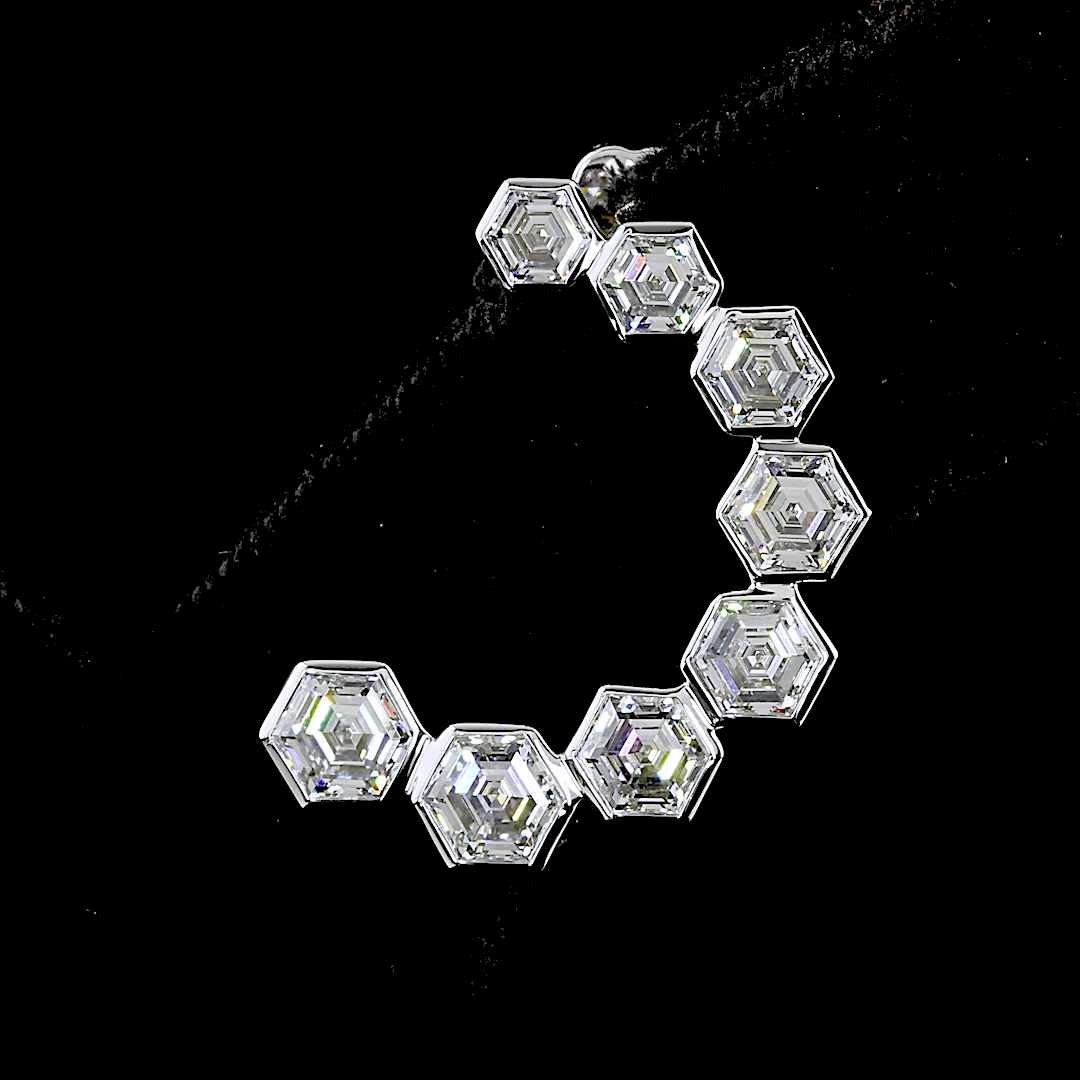 6.82 CTTW Octagon Lab Diamond Crawler Earring 14k White Gold E Color and VS1 Clarity jewelry-spot-usa