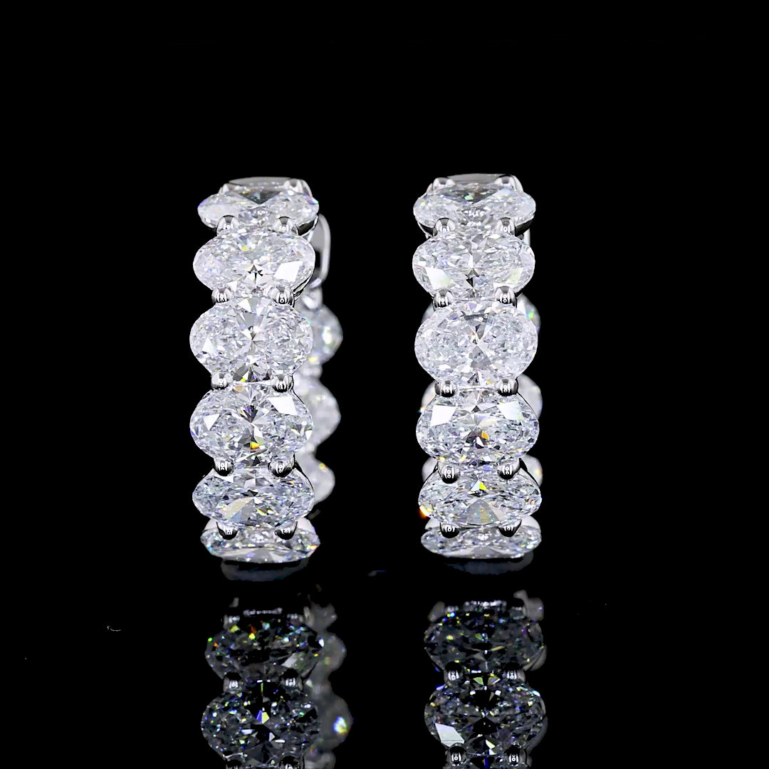 3.03 CTTW Oval Lab Diamond Huggies Earring 14.08mm 14k White Gold E Color and VS Clarity jewelry-spot-usa