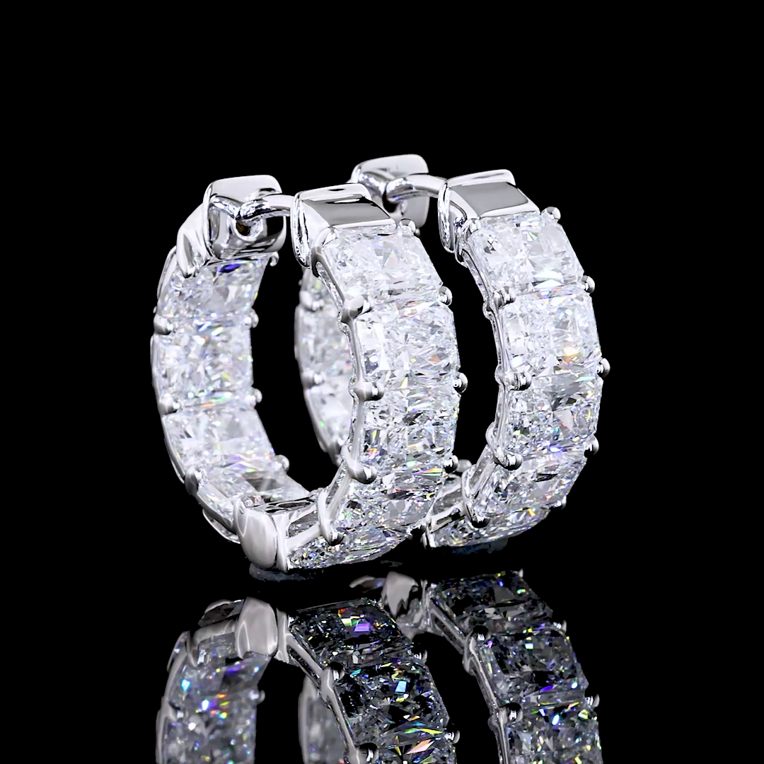 14k White Gold Lab Diamond Radiant 4.07 CTTW Hanging Earring E VS1