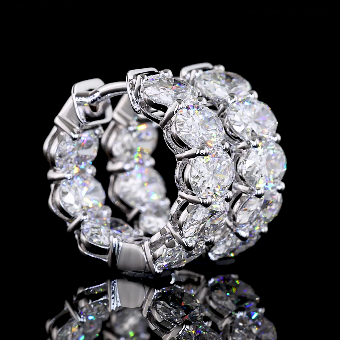 4.31 CTTW Oval Lab Diamond Huggies Earring 14k White Gold E Color and VS Clarity jewelry-spot-usa