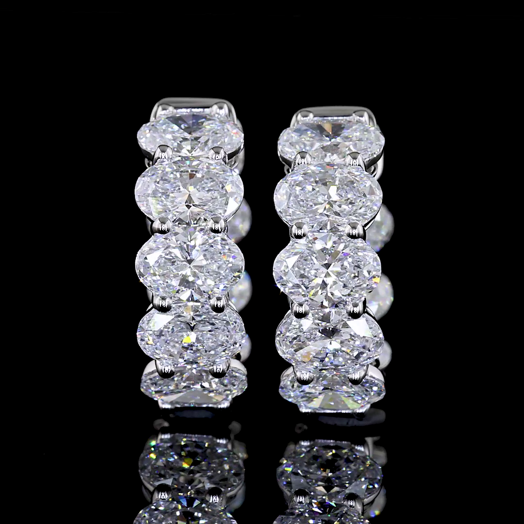 4.31 CTTW Oval Lab Diamond Huggies Earring 14k White Gold E Color and VS Clarity jewelry-spot-usa