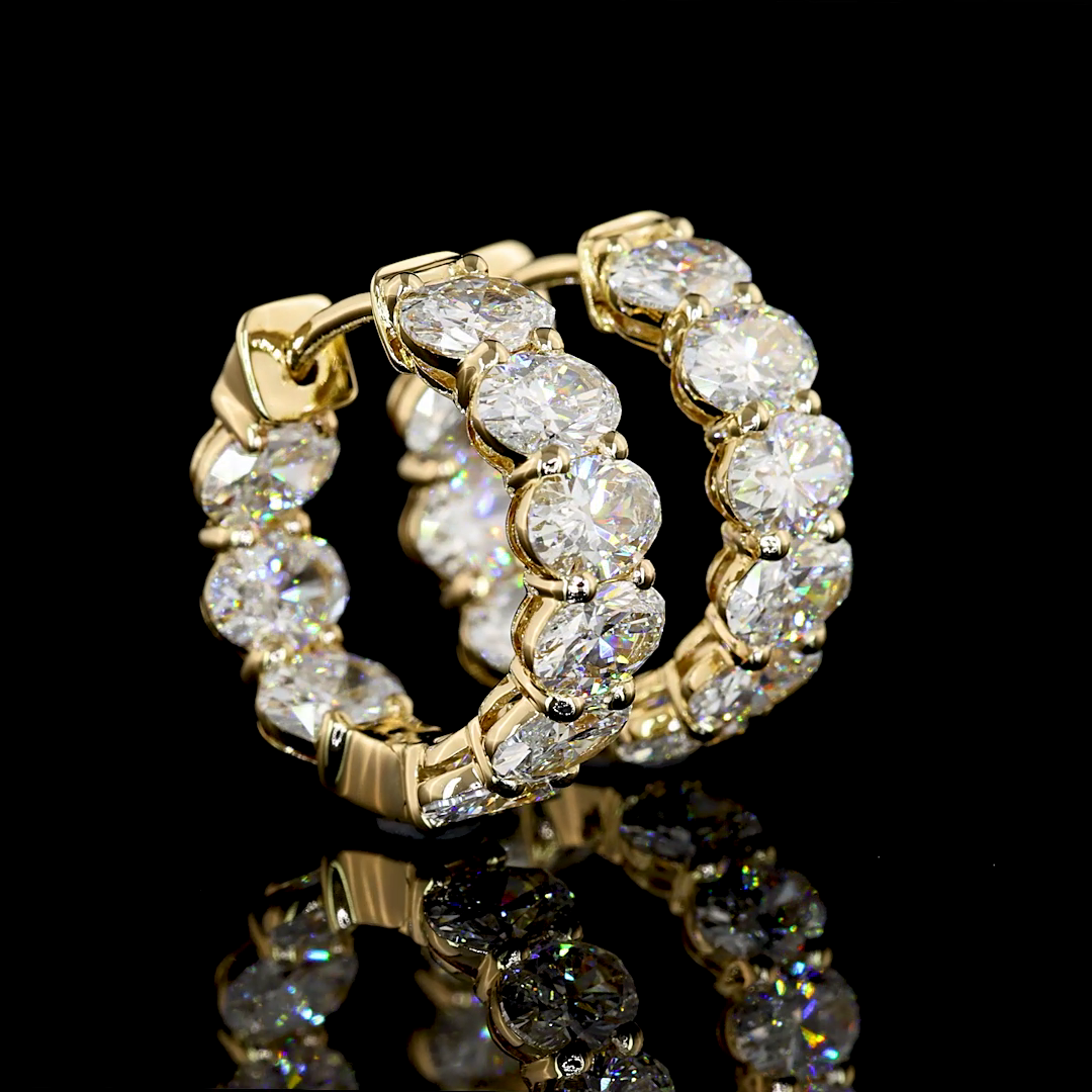 3.04 CTTW Oval Lab Diamond Huggies Earring (E Color and VS Clarity)