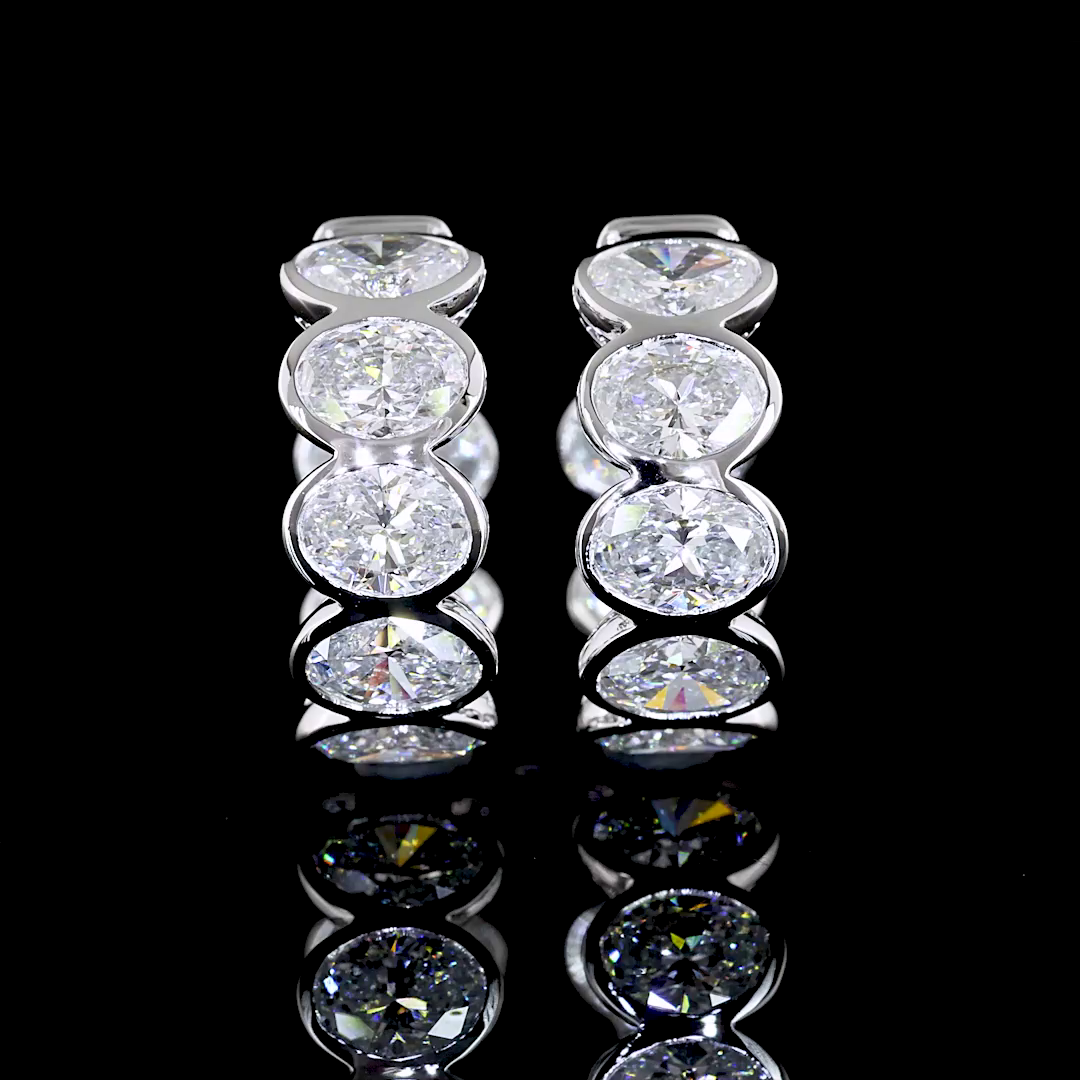 3.03 CTTW Oval Lab Diamond Huggies Earring 16.3mm 14k White Gold E Color and VS Clarity jewelry-spot-usa