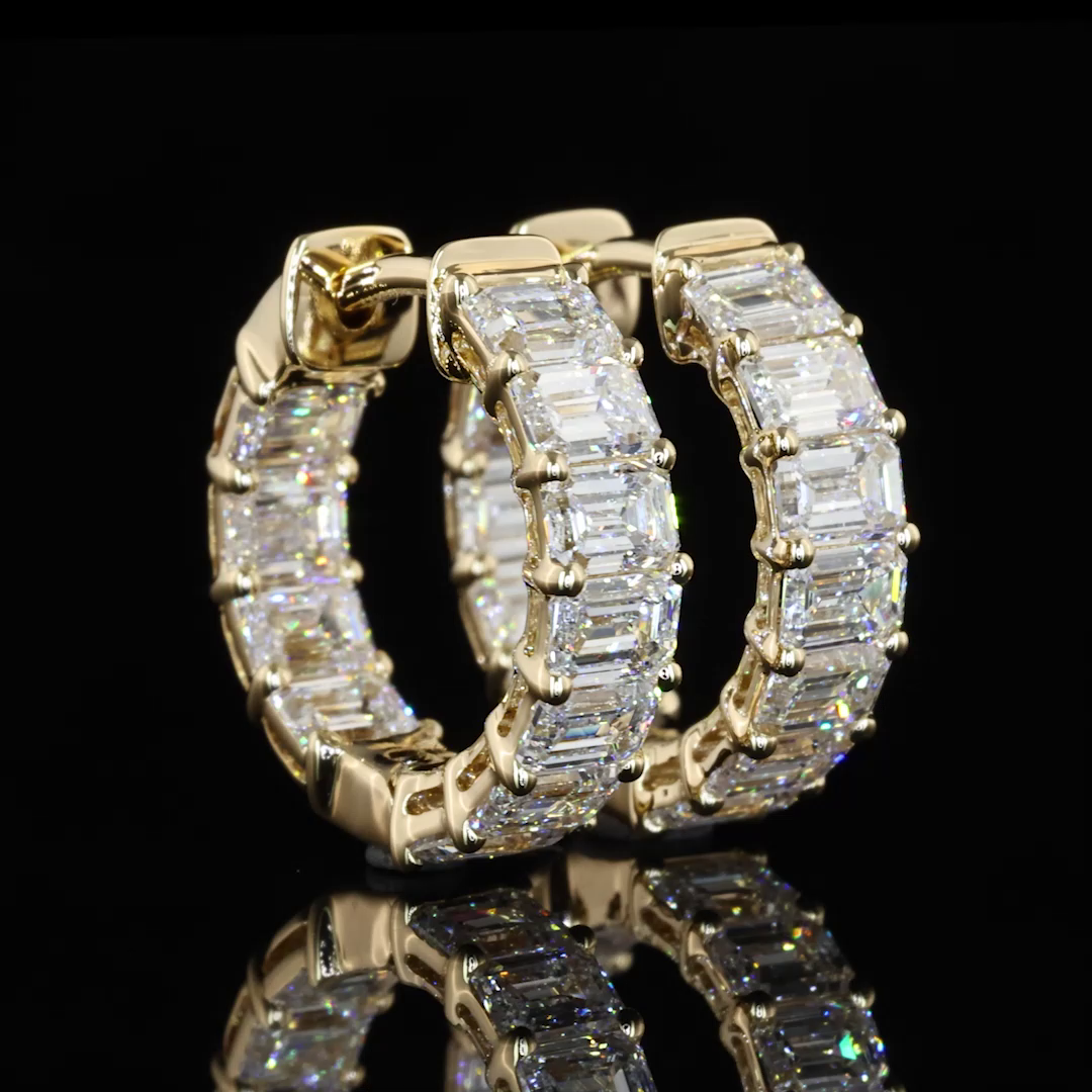 2.07 CTTW Emerald Lab Diamond Huggies Earring (E Color and VS Clarity)