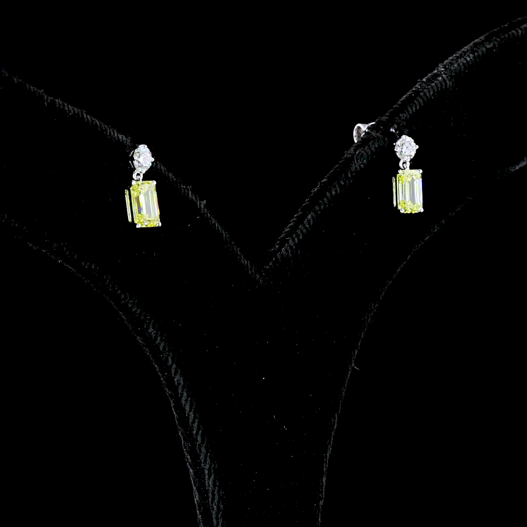 1.14 CTTW Emerald Lab Grown Diamond Hanging Earring Size 10.25 (F Color and VS2 Clarity)