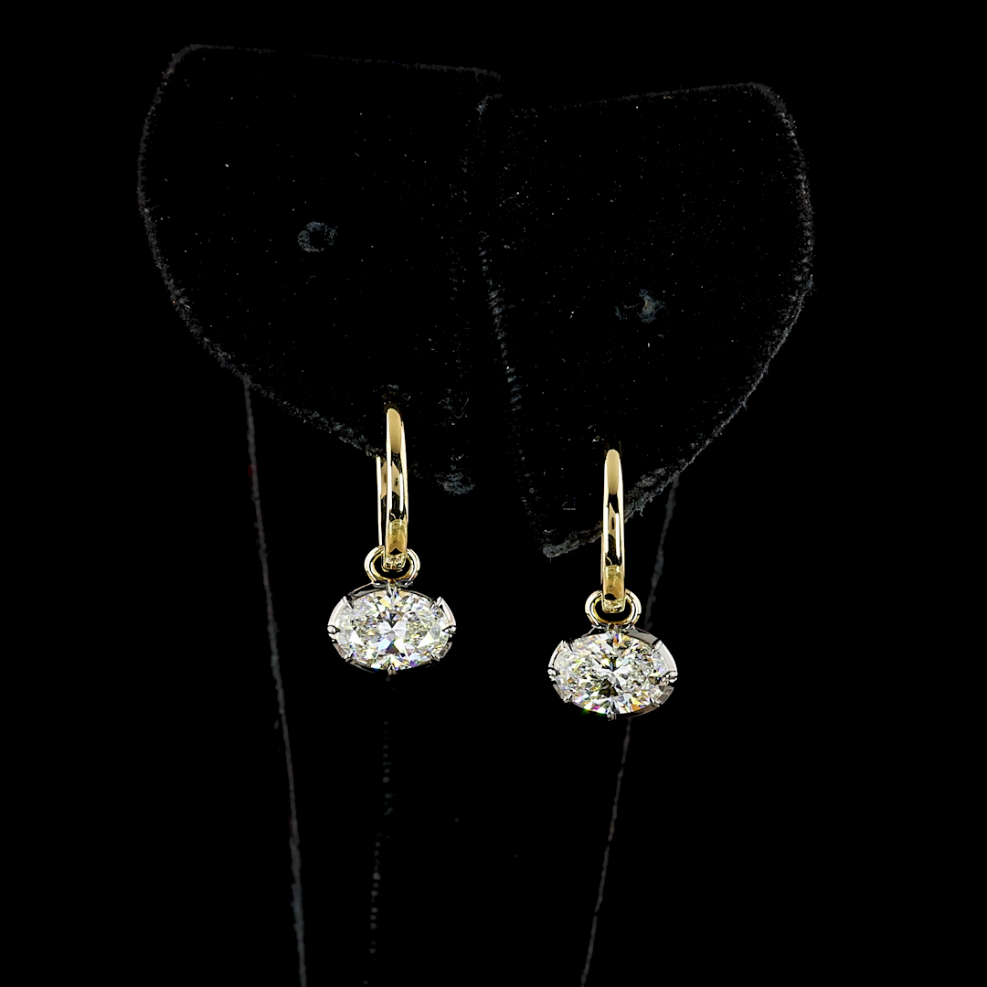 2.04 CTTW Oval Lab Diamond Hanging Earring (D Color and VS2 Clarity)