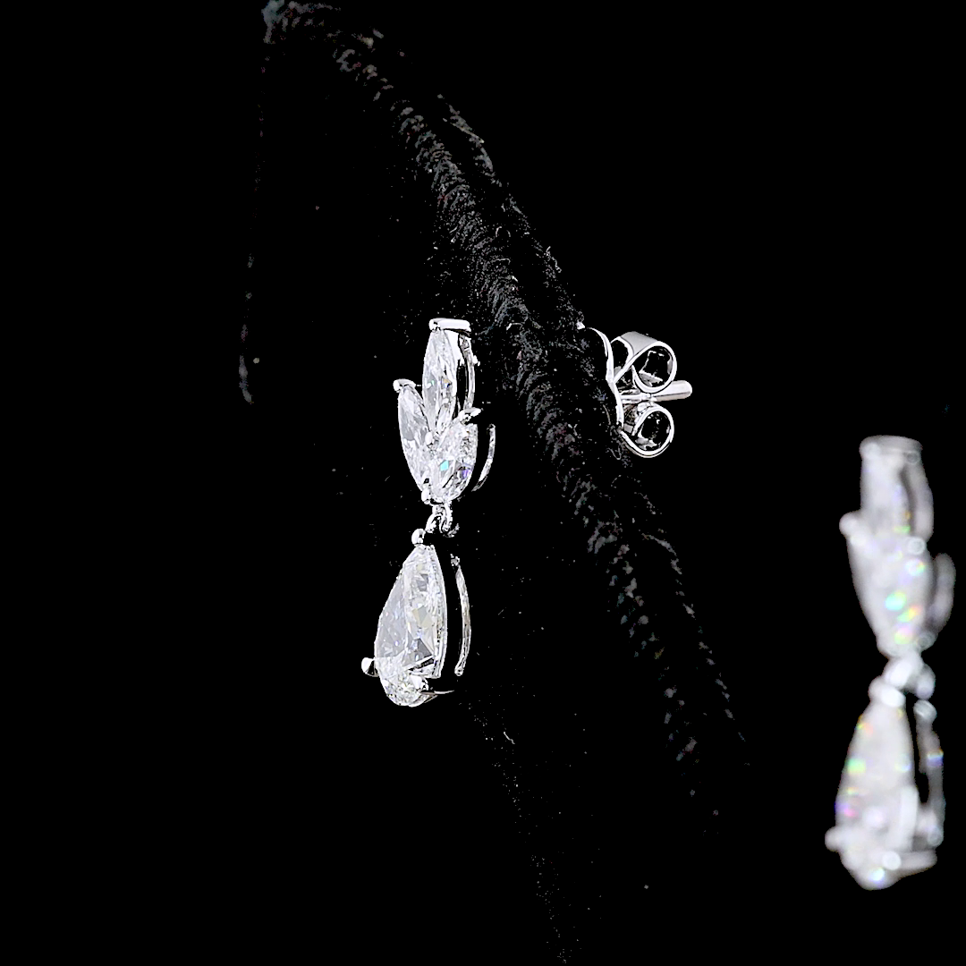 1.95 CTTW Pear Lab Grown Diamond Hanging Earring Size 16.85 (E Color and VS Clarity)