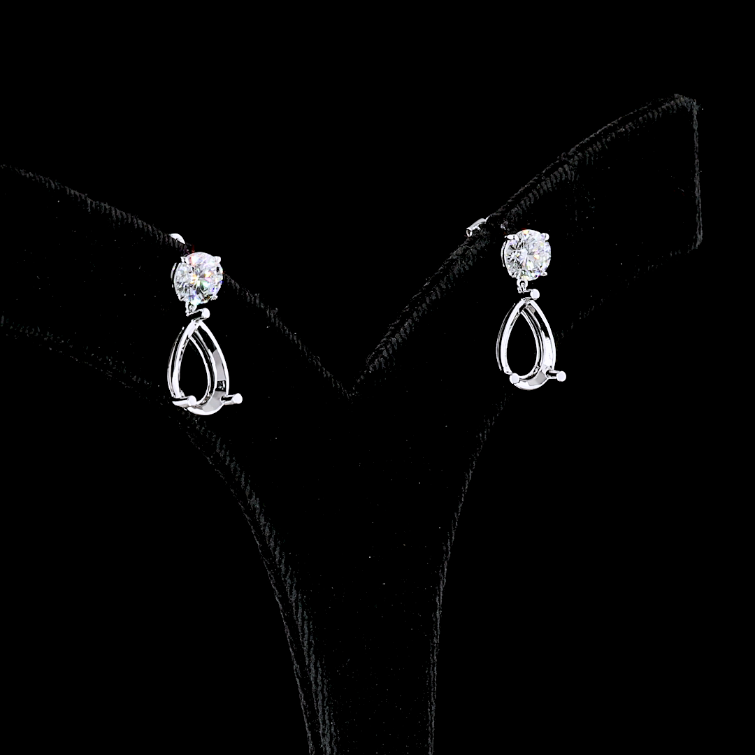 14k White Gold Lab Diamond Pear 5.22 CTTW Hanging Earring D VS1