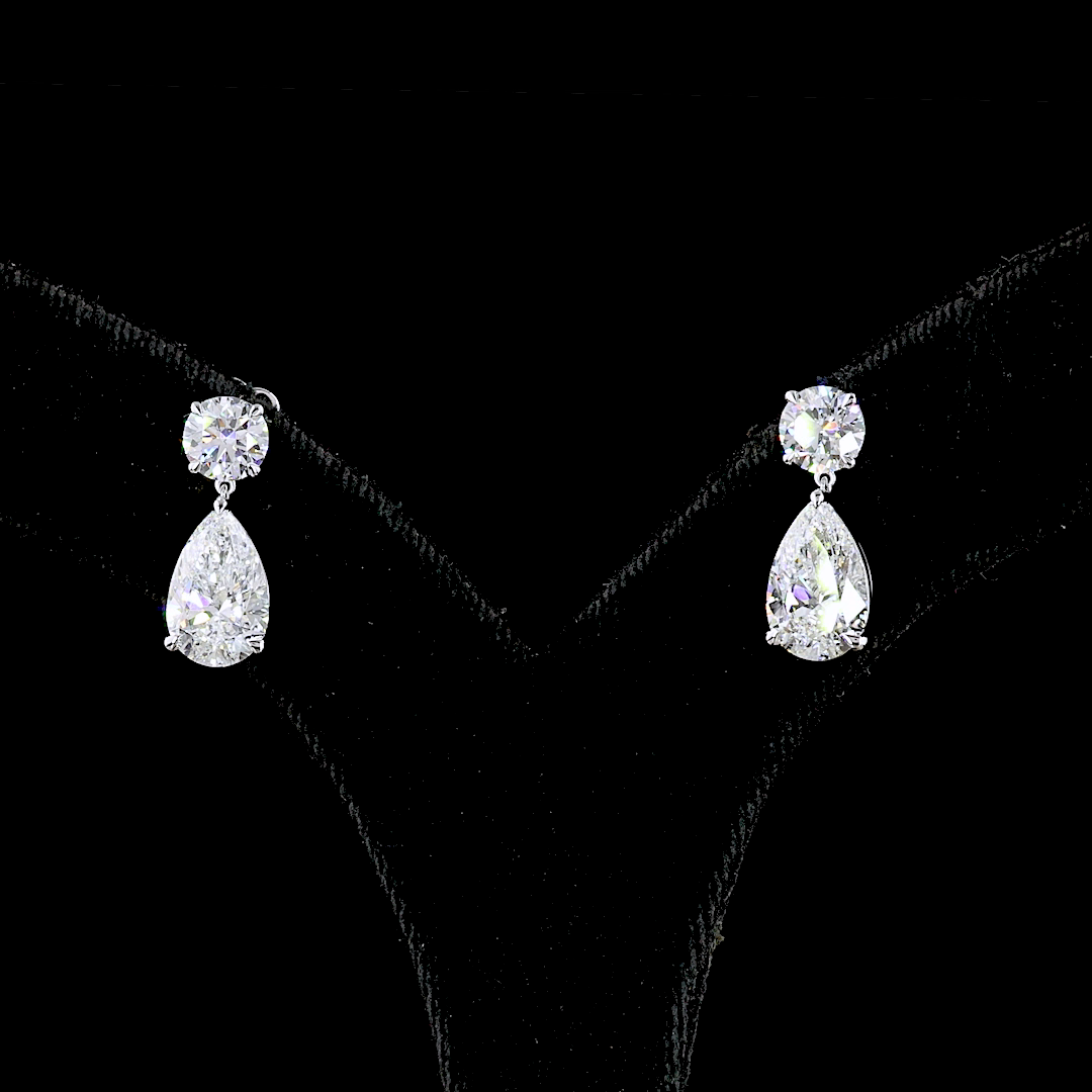5.58 CTTW Pear Lab Diamond Hanging Earring 14k White Gold (E Color and VVS2 Clarity)