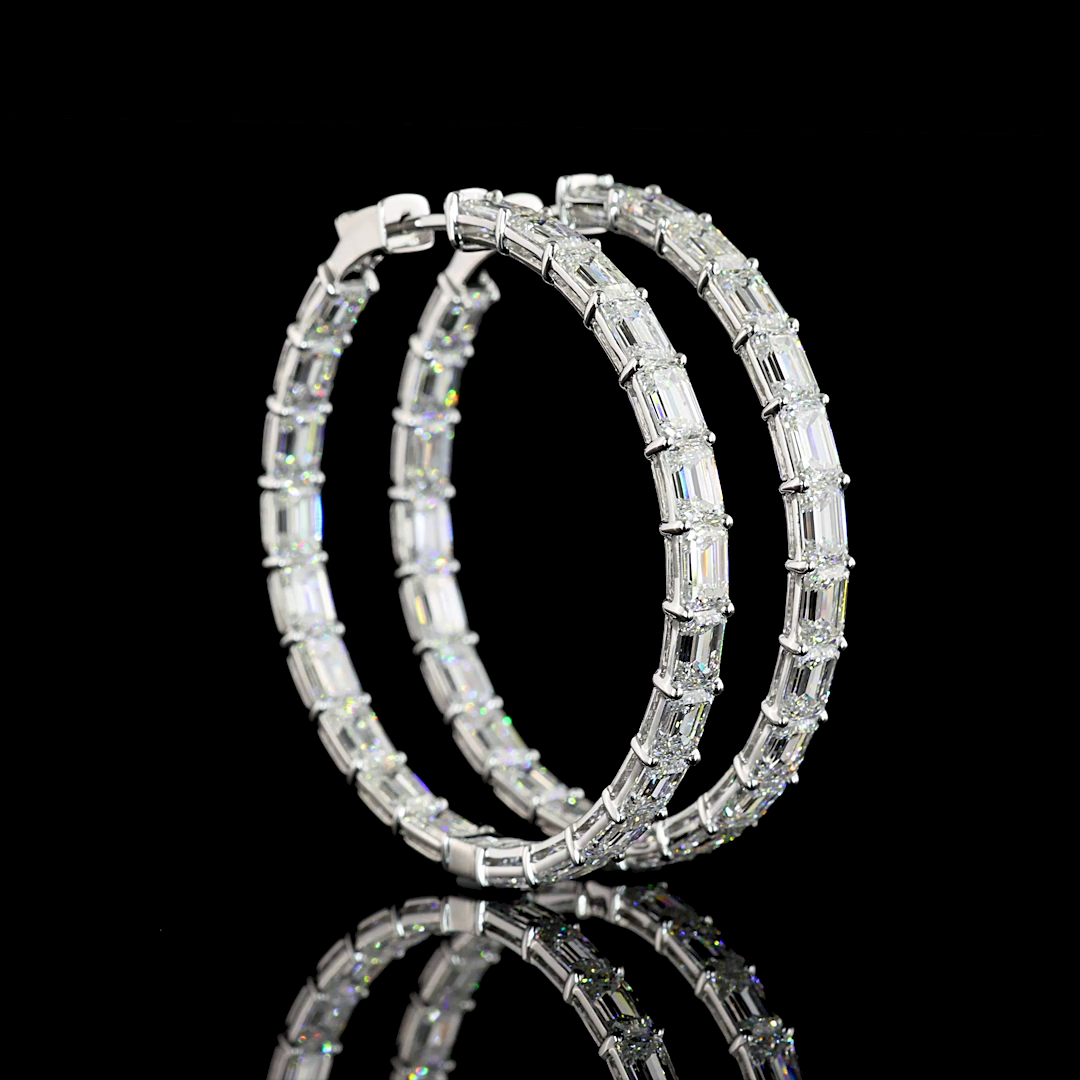 14k White Gold Lab Diamond Emerald 12.79 CTTW Hoops Earring 14.08mm E VVS2 jewelry-spot-usa