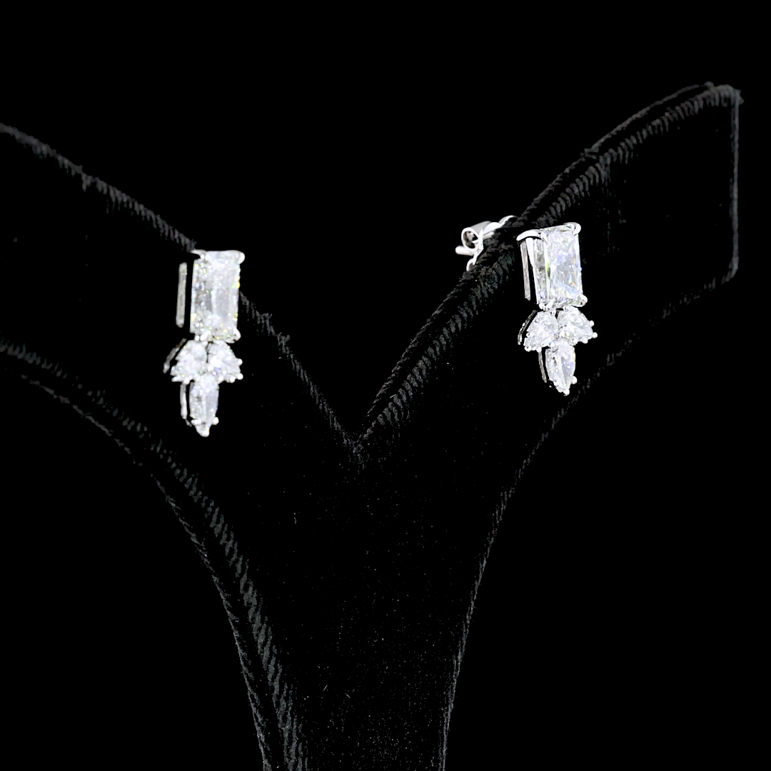 2.90 CTTW Radiant Lab Diamond Hanging Earring 14k White Gold (E Color and VS2 Clarity)