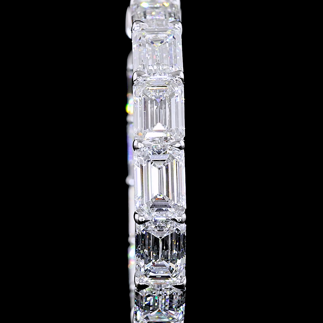 14.79 CTTW Emerald Lab Diamond Hoops Earring 30mm 14k White Gold E Color and VVS2 Clarity jewelry-spot-usa