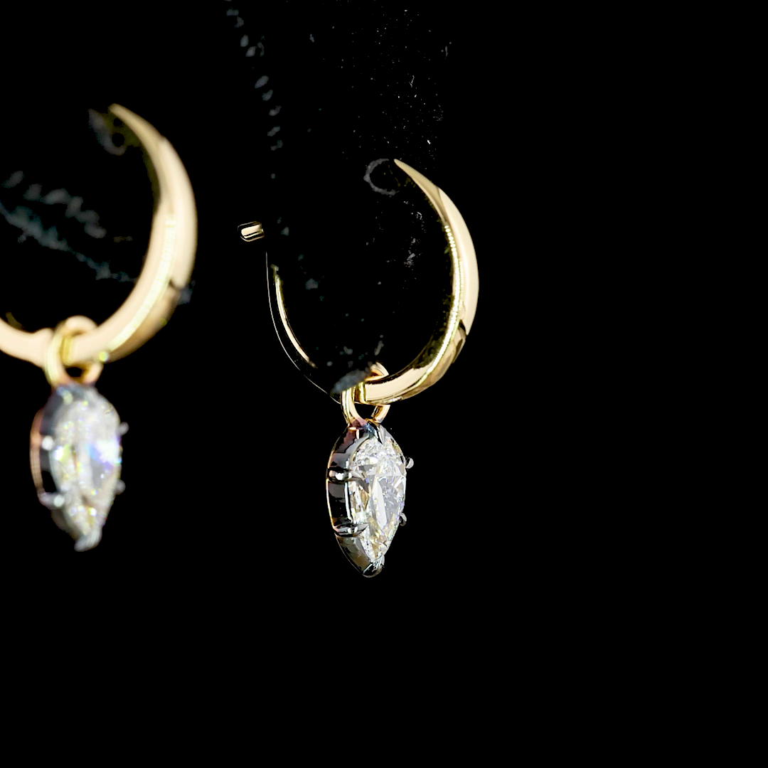 0.53 CTTW Pear Lab Grown Diamond Hanging Earring Size 10 (E Color and VS Clarity)