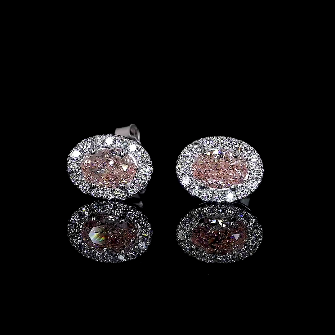 0.94 CTTW Oval Lab Diamond Halo Studs Earring 14k White Gold SI1 Clarity jewelry-spot-usa