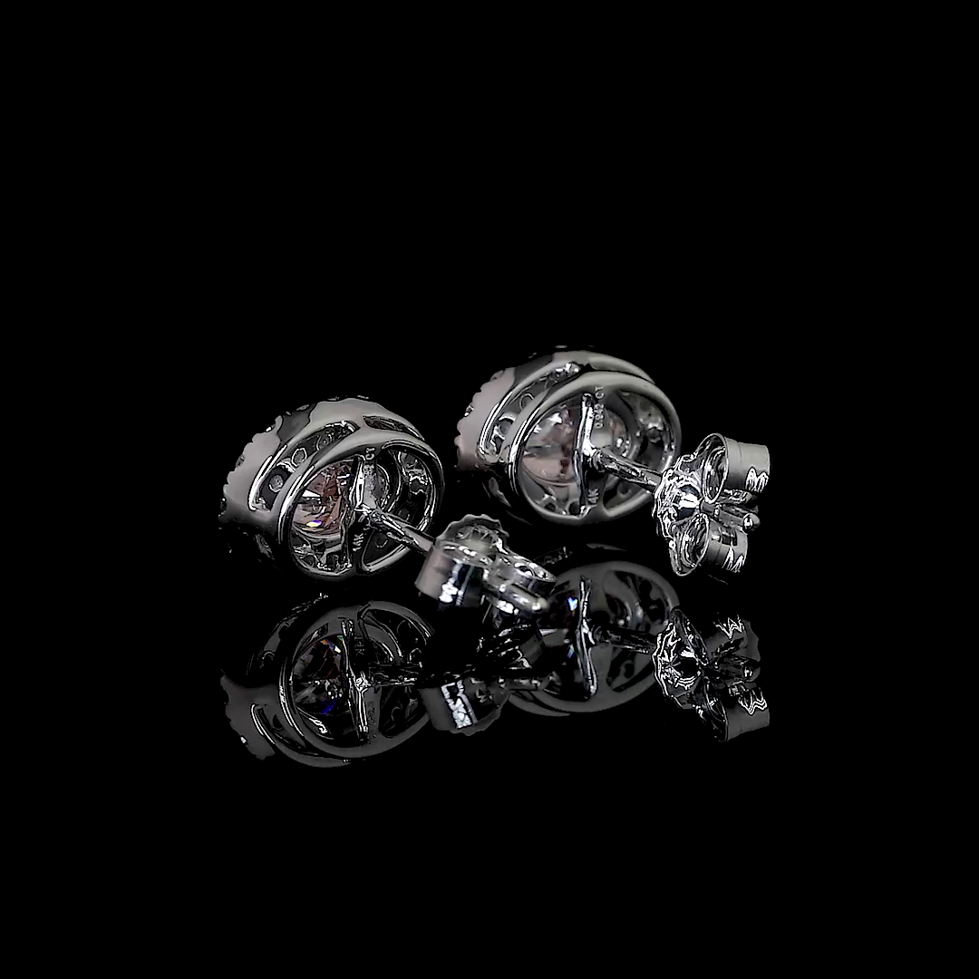 0.94 CTTW Oval Lab Diamond Halo Studs Earring 14k White Gold SI1 Clarity jewelry-spot-usa