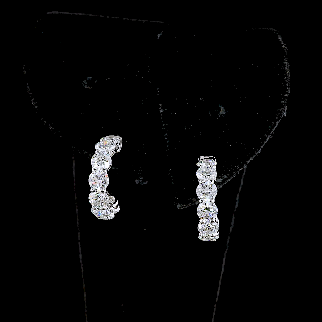 2.86 CTTW Round Lab Diamond C Hoops Earring 14k White Gold E Color and VS Clarity jewelry-spot-usa