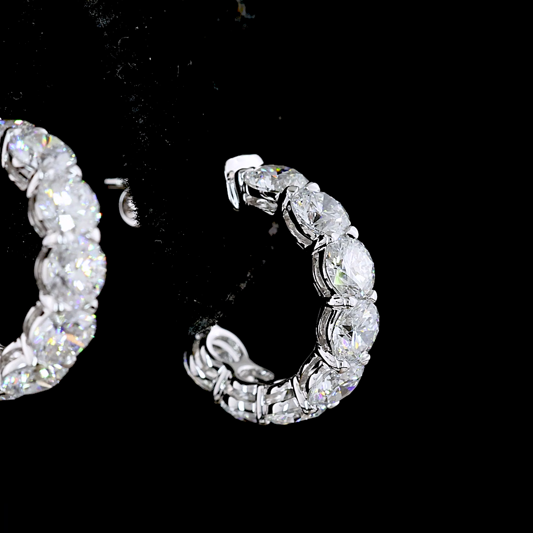 2.86 CTTW Round Lab Diamond C Hoops Earring 14k White Gold E Color and VS Clarity jewelry-spot-usa