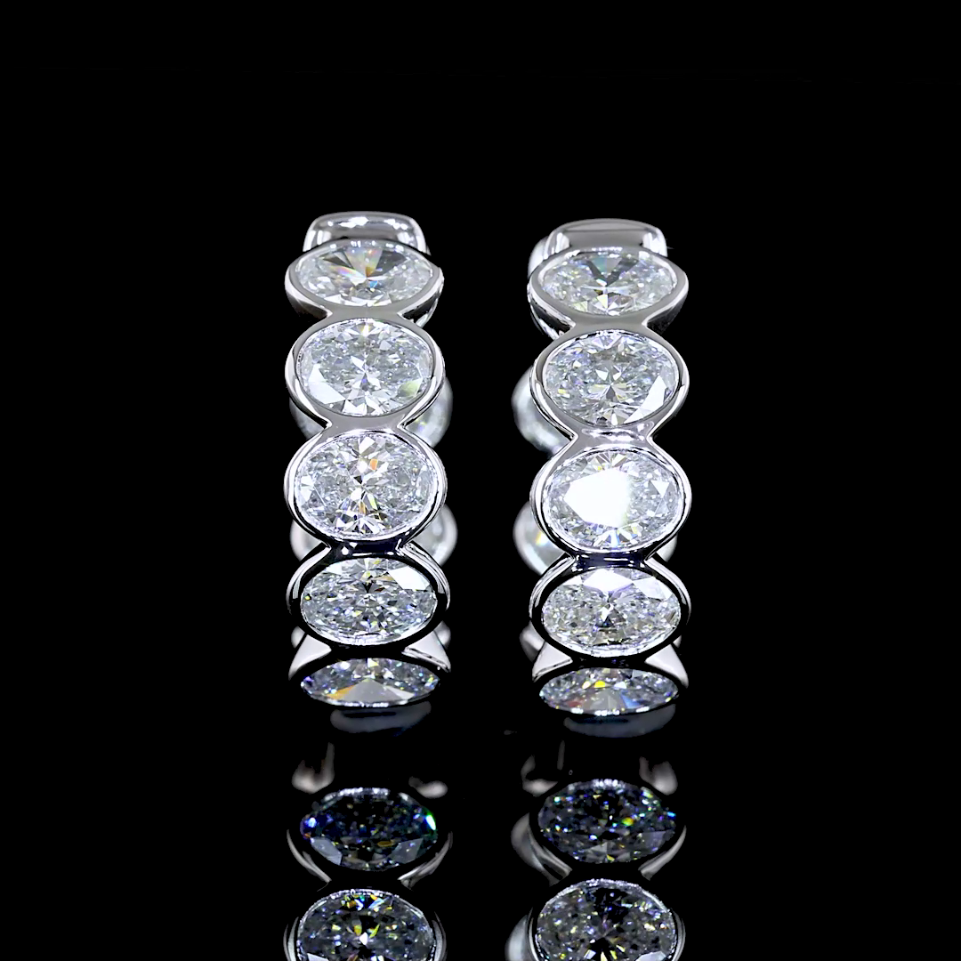 1.93 CTTW Oval Lab Diamond Huggies Earring 14.08mm 14k White Gold E Color and VS Clarity jewelry-spot-usa