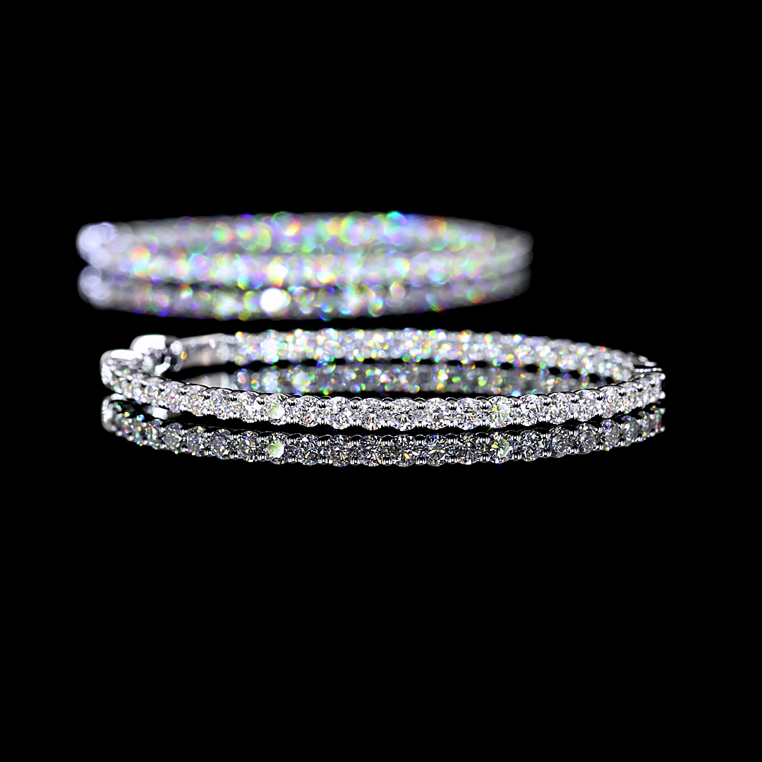 2.66 CTTW Round Lab Diamond Hoops Earring 38mm 14k White Gold (E Color and VS Clarity)