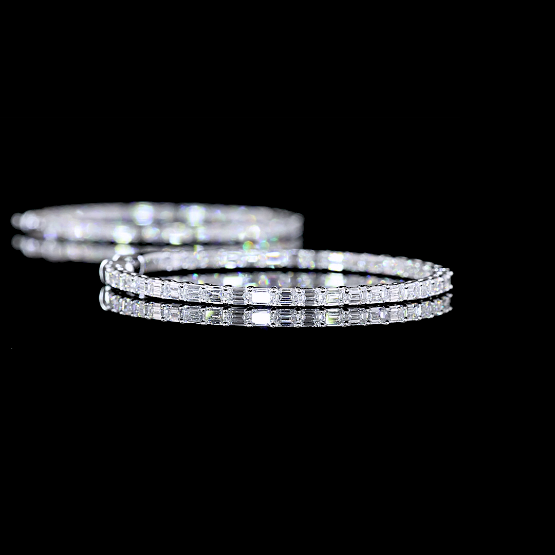 3.31 CTTW Emerald Lab Diamond Hoops Earring 38mm 14k White Gold F Color and VS1 Clarity jewelry-spot-usa