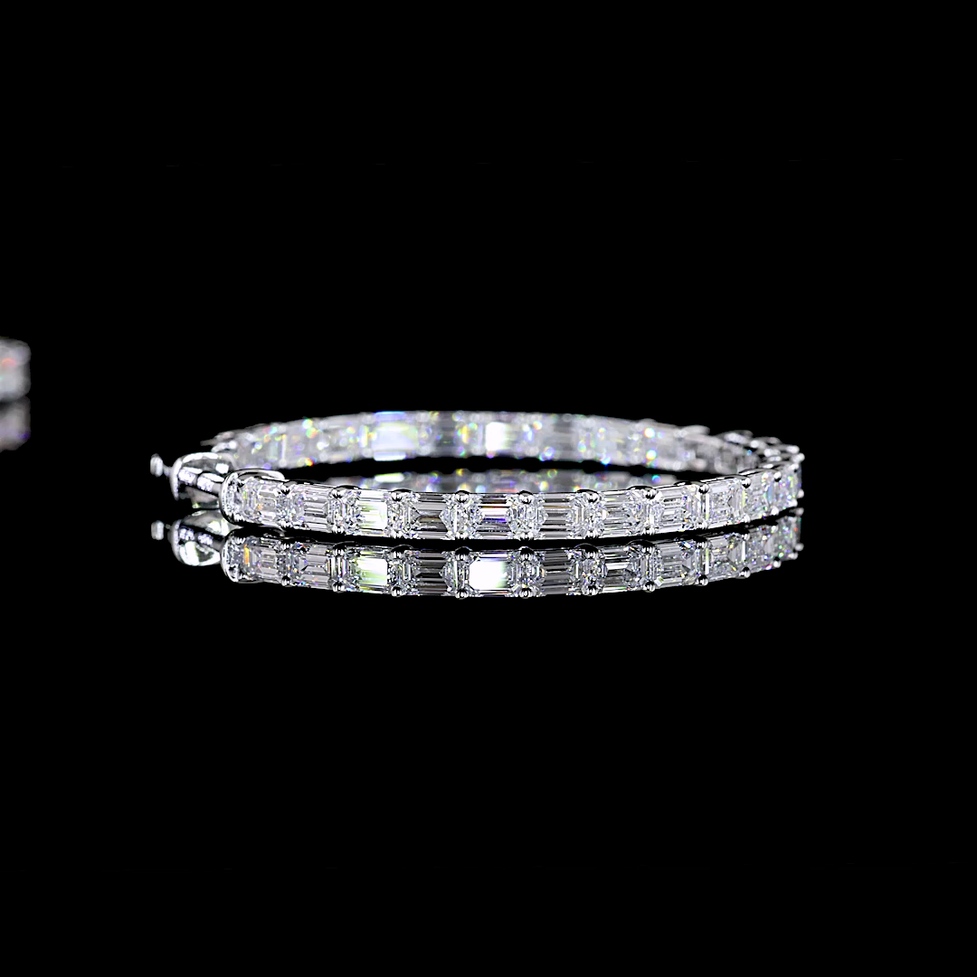 4.93 CTTW Emerald Lab Diamond Hoops Earring 33.1mm 14k White Gold E Color and VS Clarity jewelry-spot-usa