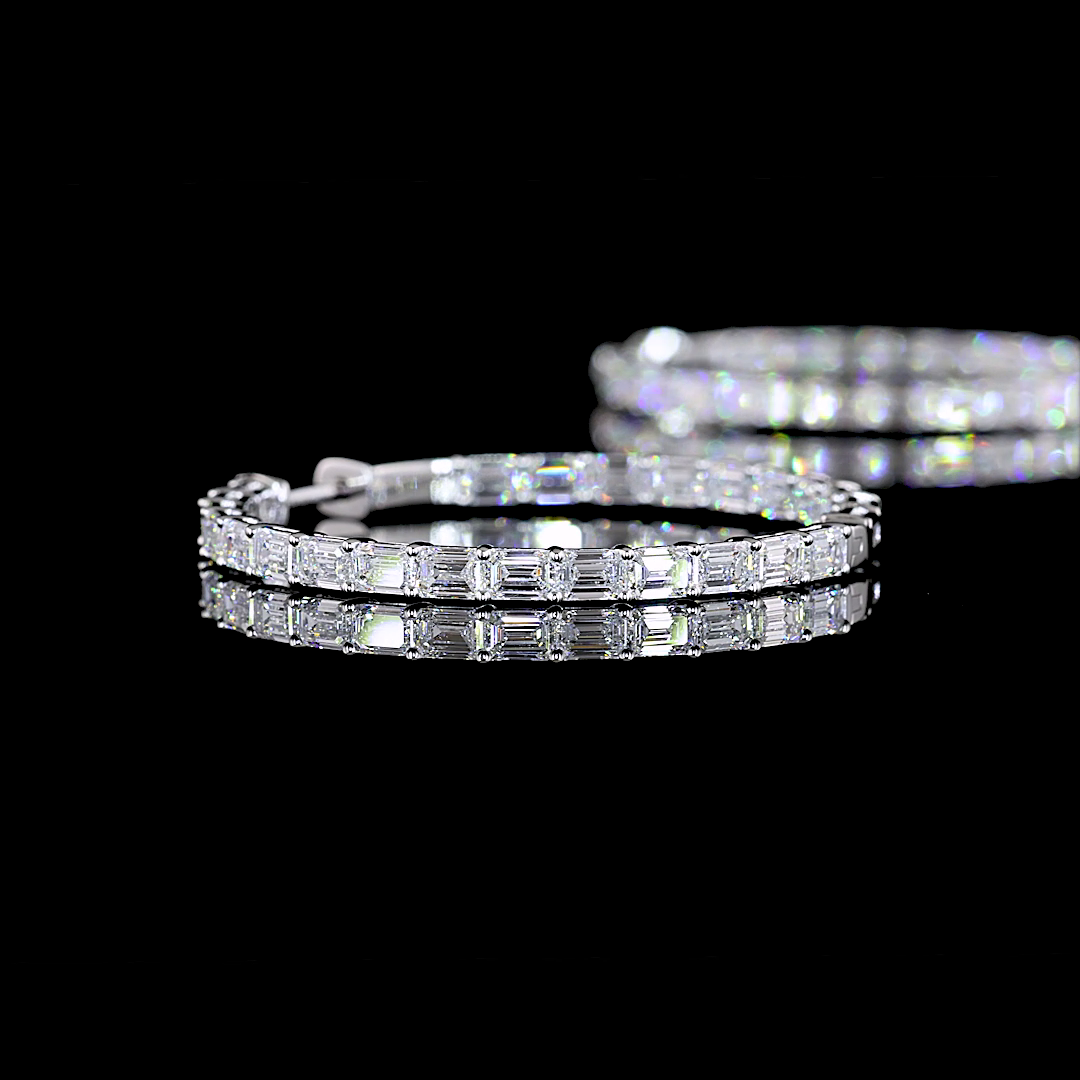 4.93 CTTW Emerald Lab Diamond Hoops Earring 33.1mm 14k White Gold E Color and VS Clarity jewelry-spot-usa