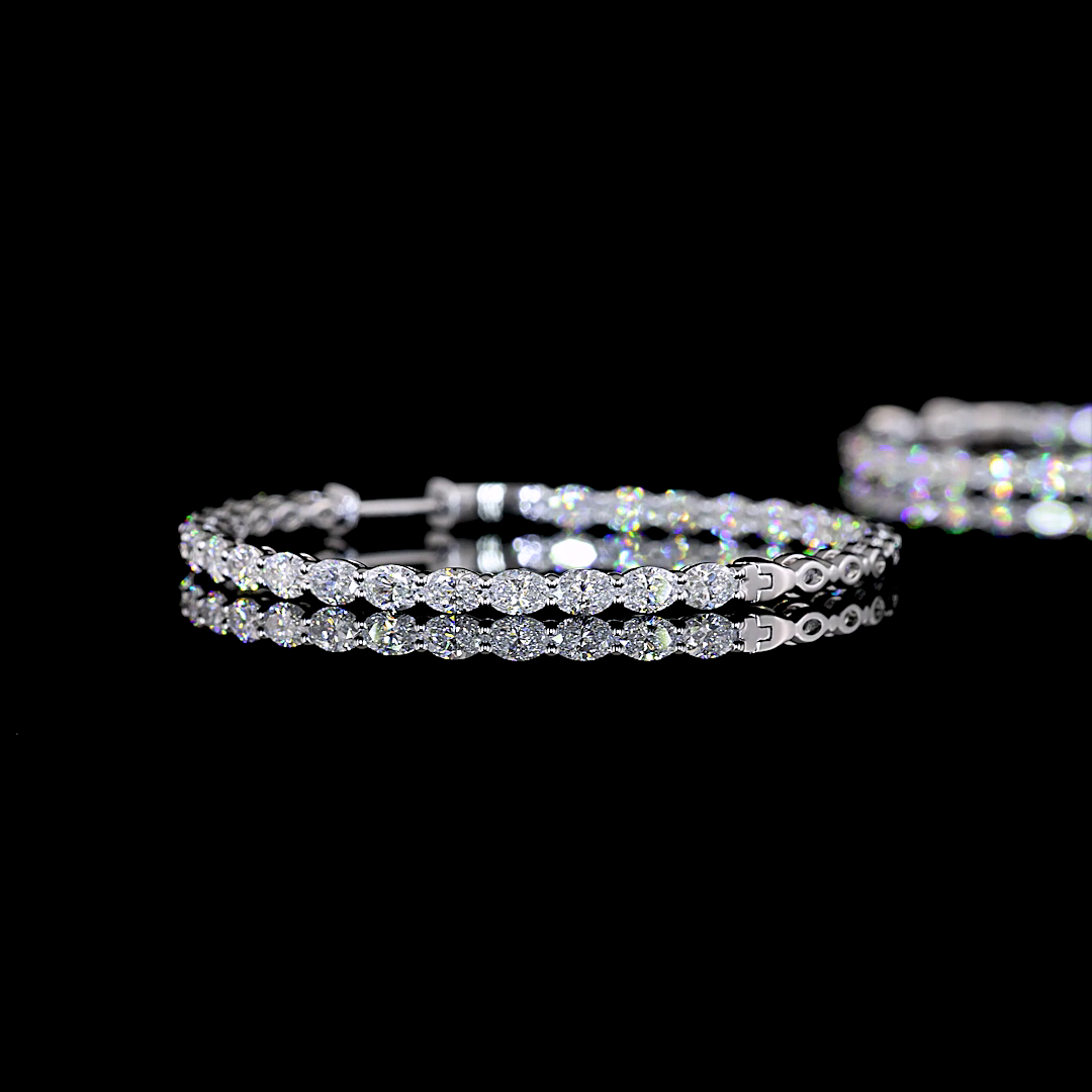 3.87 CTTW Oval Lab Diamond Hoops Earring 38.2mm 14k White Gold E Color and VS1 Clarity jewelry-spot-usa