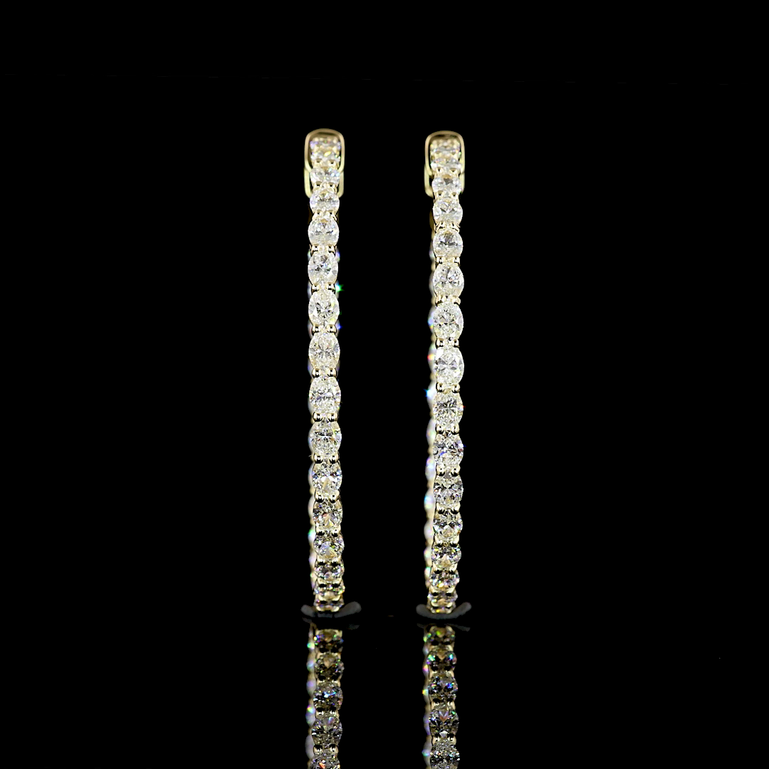 3.08 CTTW Oval Lab Diamond Hoops Earring (E Color and VS Clarity)