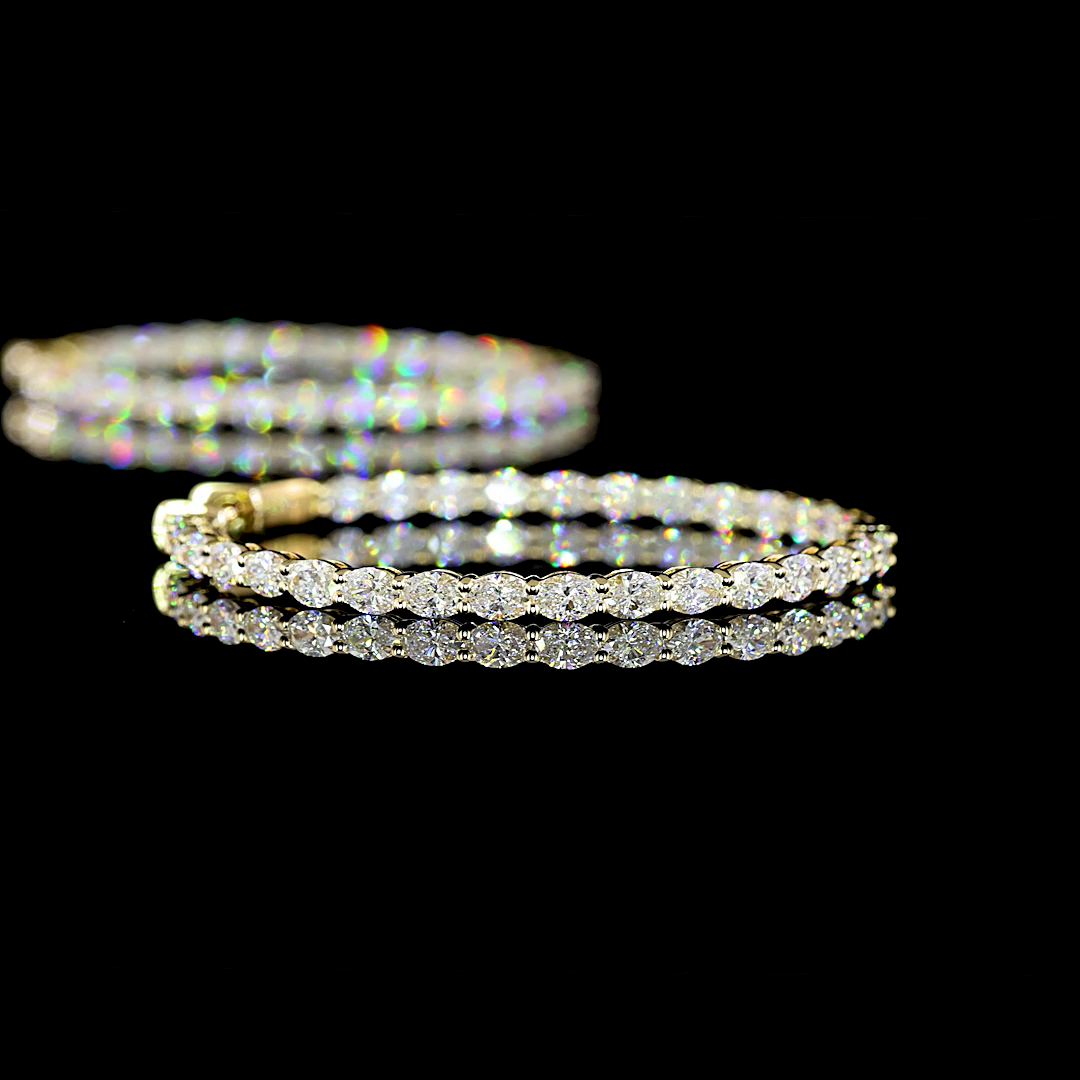 3.08 CTTW Oval Lab Diamond Hoops Earring (E Color and VS Clarity)