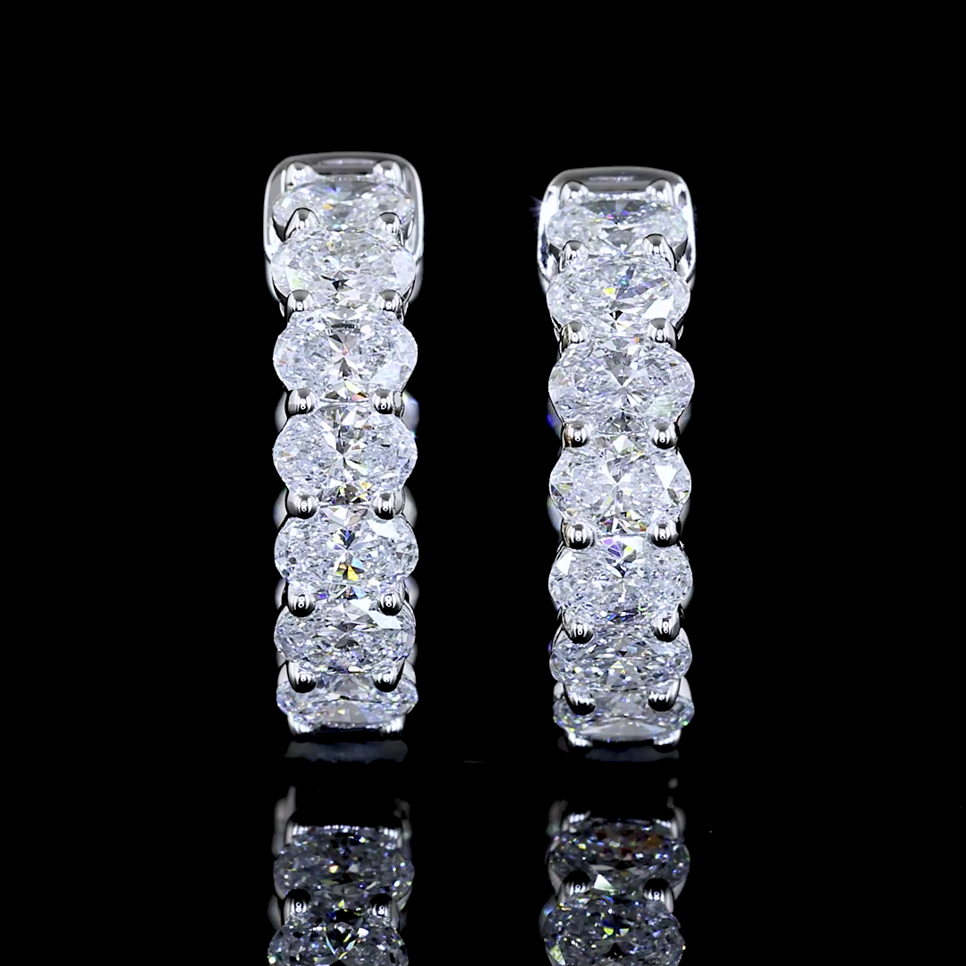1.54 CTTW Oval Lab Diamond Huggies Earring 14mm 14k White Gold E Color and VS1 Clarity jewelry-spot-usa