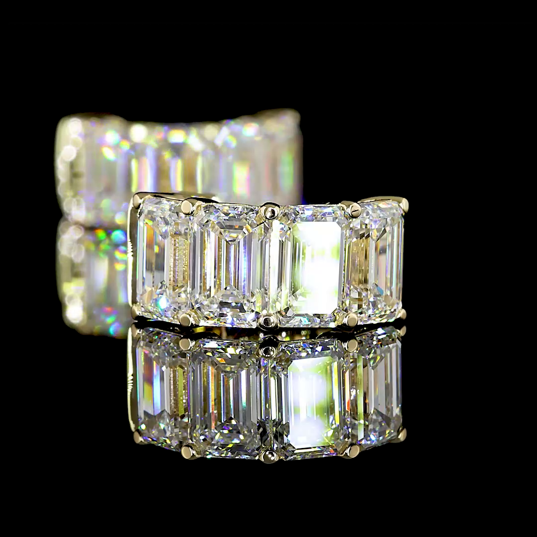 5.91 CTTW Emerald Lab Diamond Huggies Earring 16.15mm 14k Yellow Gold F Color and VS2 Clarity jewelry-spot-usa