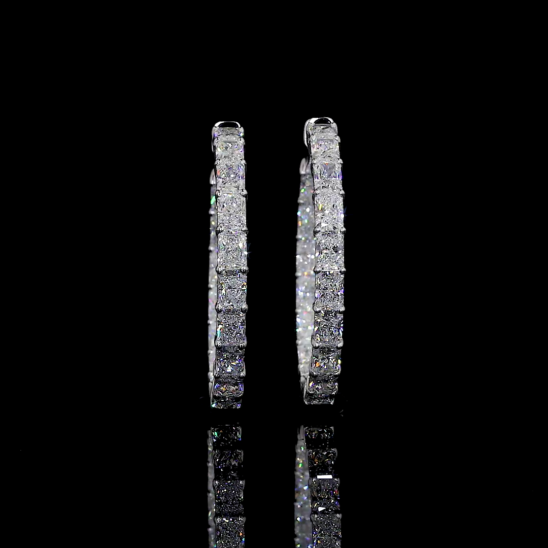 7.26 CTTW Radiant Lab Diamond Hoops Earring 14k White Gold F Color and VS2 Clarity jewelry-spot-usa