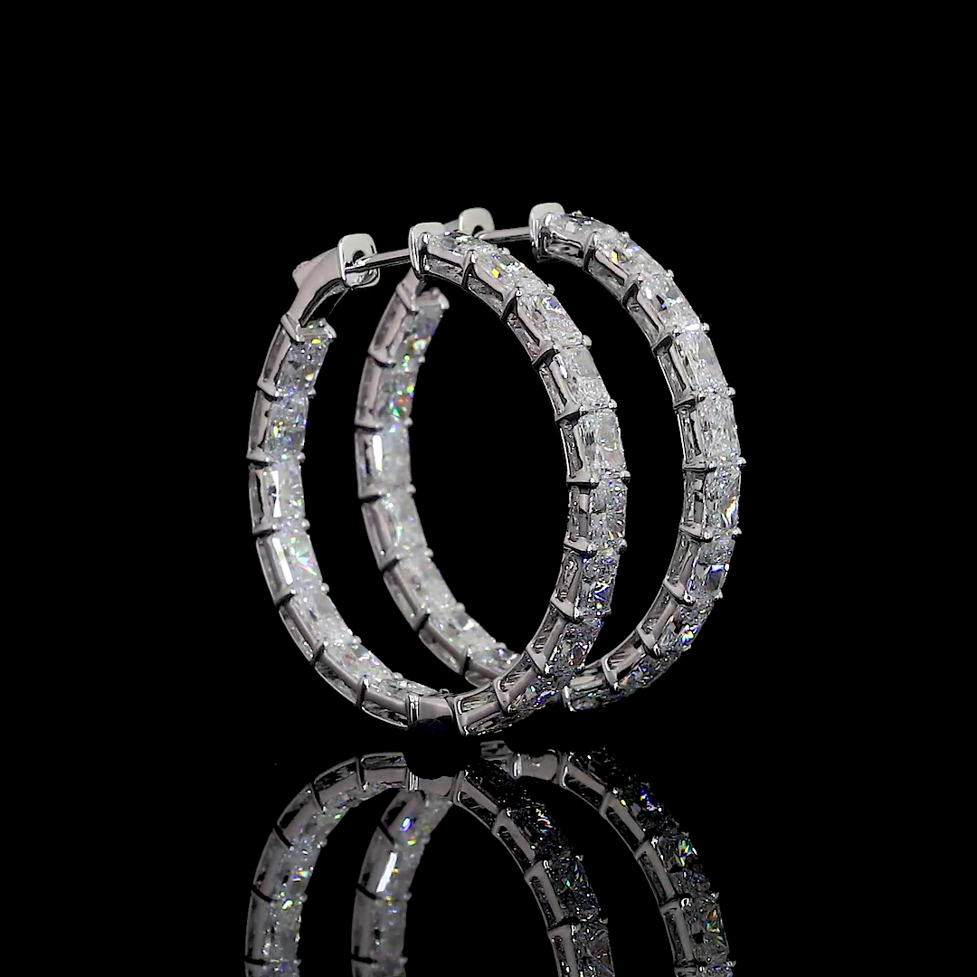 7.26 CTTW Radiant Lab Diamond Hoops Earring 14k White Gold F Color and VS2 Clarity jewelry-spot-usa