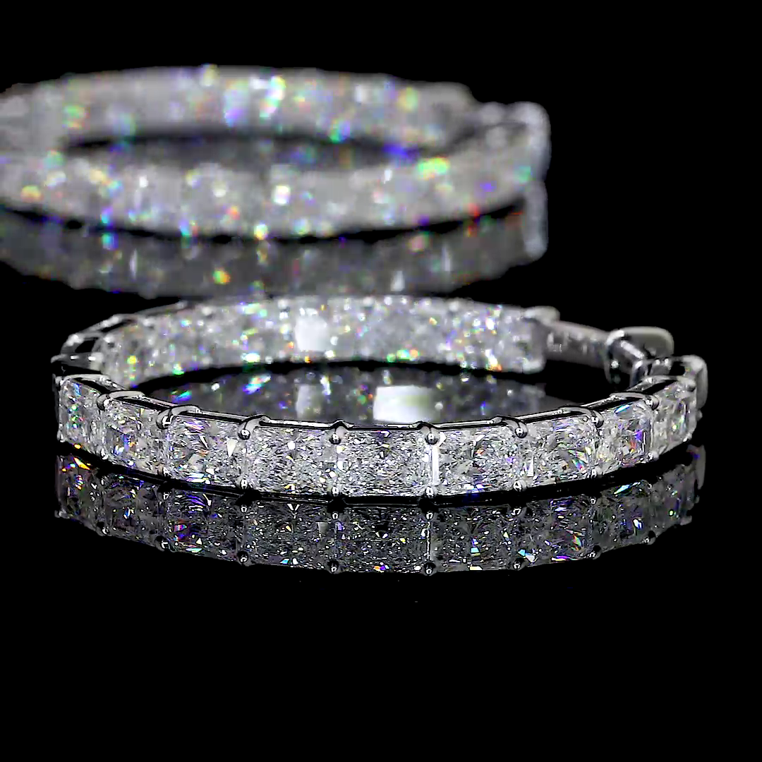 7.26 CTTW Radiant Lab Diamond Hoops Earring 14k White Gold F Color and VS2 Clarity jewelry-spot-usa