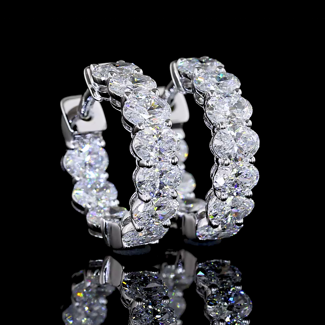 1.92 CTTW Oval Lab Diamond Huggies Earring 14.1mm 14k White Gold E Color and VS/VS2 Clarity jewelry-spot-usa