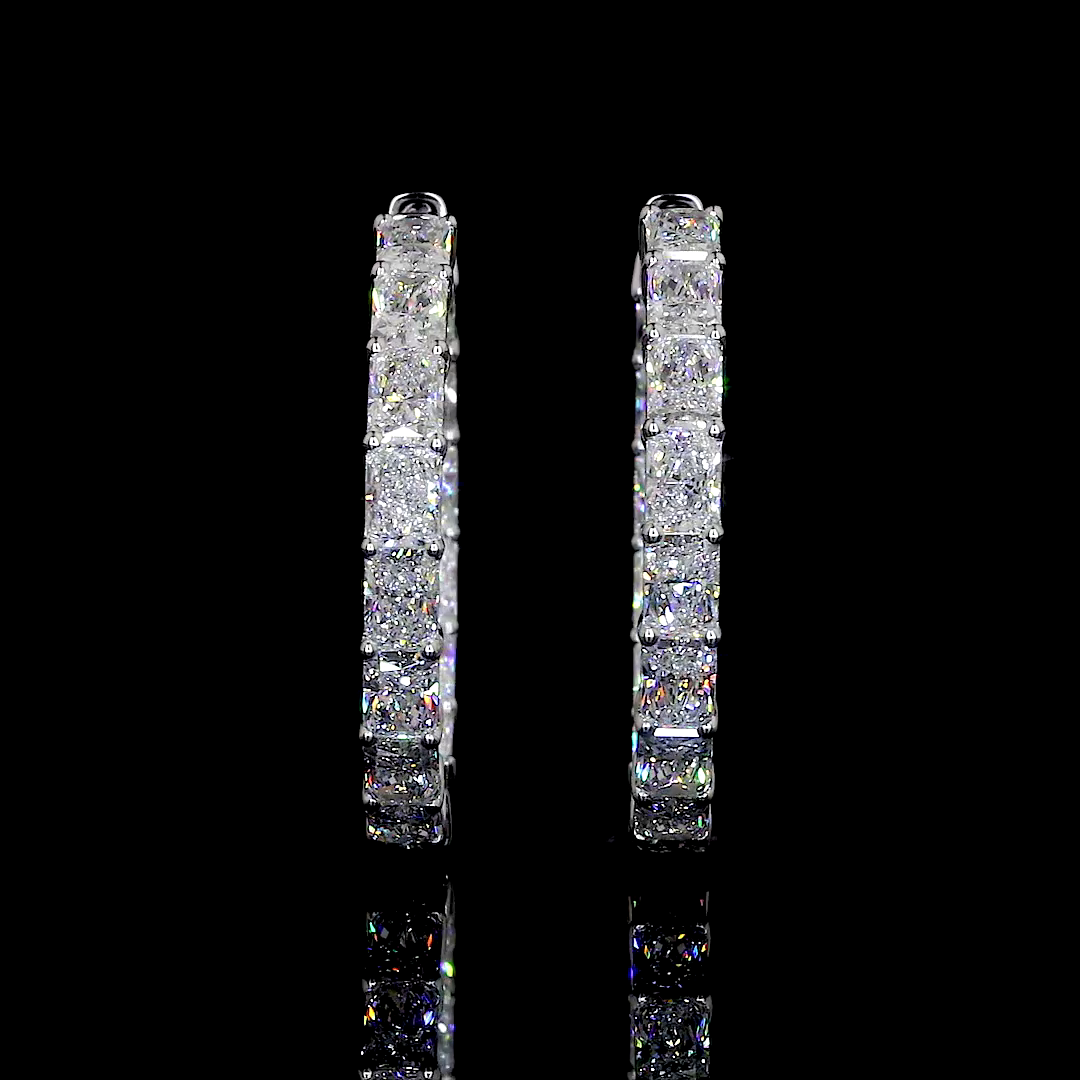 10.19 CTTW Radiant Lab Diamond Hoops Earring 32mm 14k White Gold F Color and VS2 Clarity jewelry-spot-usa