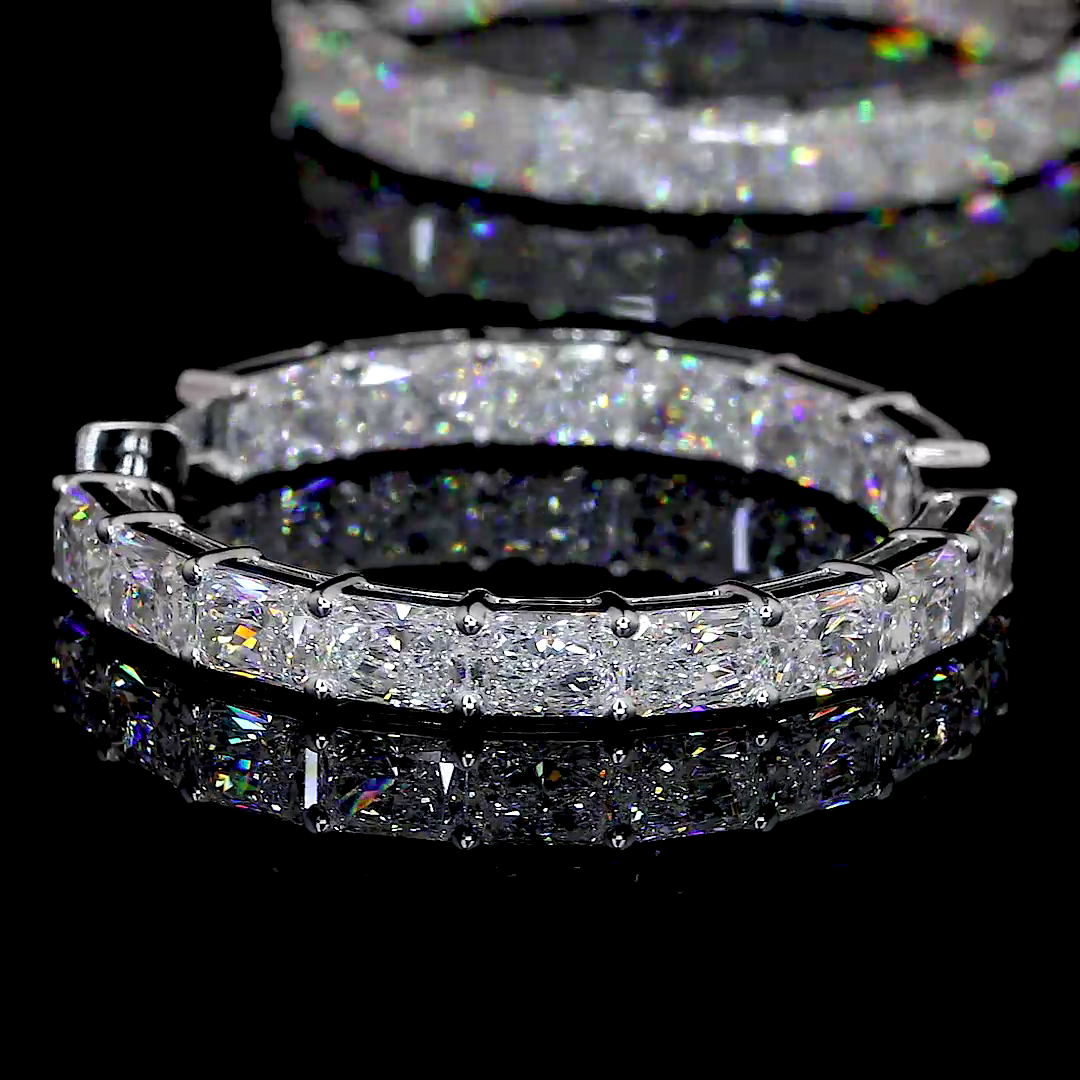10.19 CTTW Radiant Lab Diamond Hoops Earring 32mm 14k White Gold F Color and VS2 Clarity jewelry-spot-usa