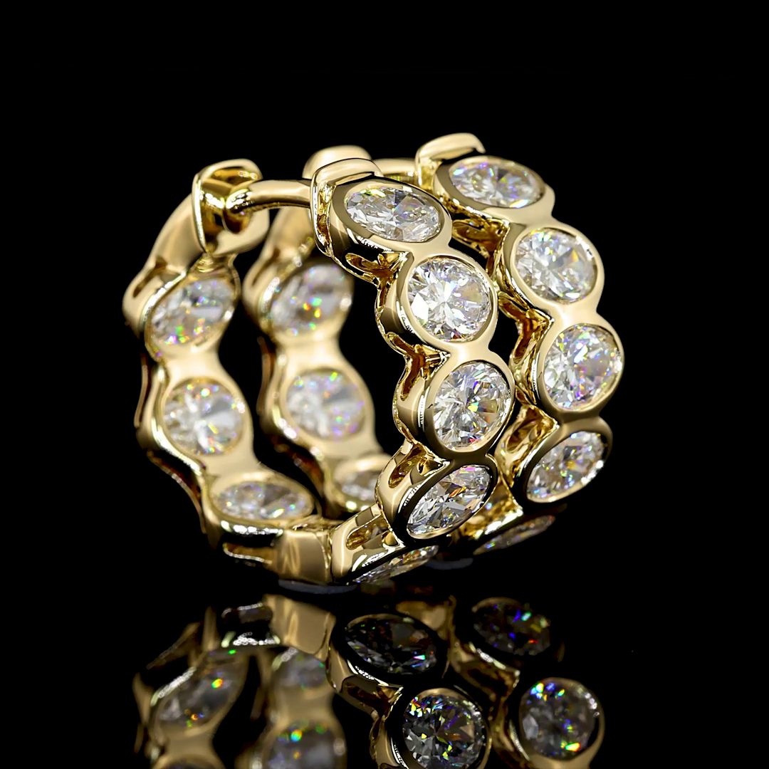 1.95 CTTW Oval Lab Diamond Huggies Earring 14.3mm 14k Yellow Gold E/F Color and VS/VS1 Clarity jewelry-spot-usa