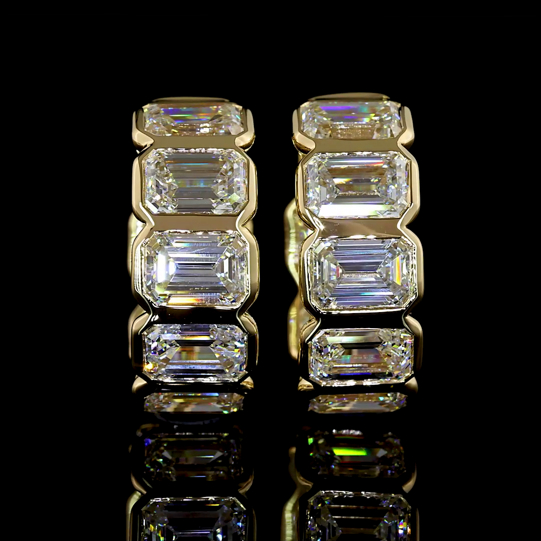 4.08 CTTW Emerald Lab Diamond Huggies Earring 14.6mm 14k Yellow Gold D/E Color and VS1/VS2 Clarity jewelry-spot-usa