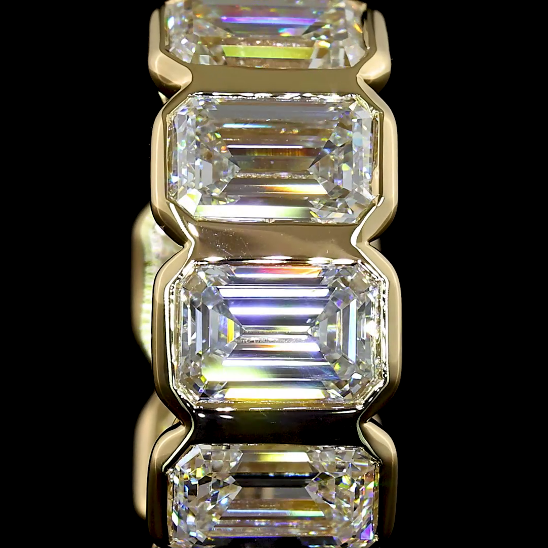 4.08 CTTW Emerald Lab Diamond Huggies Earring 14.6mm 14k Yellow Gold D/E Color and VS1/VS2 Clarity jewelry-spot-usa