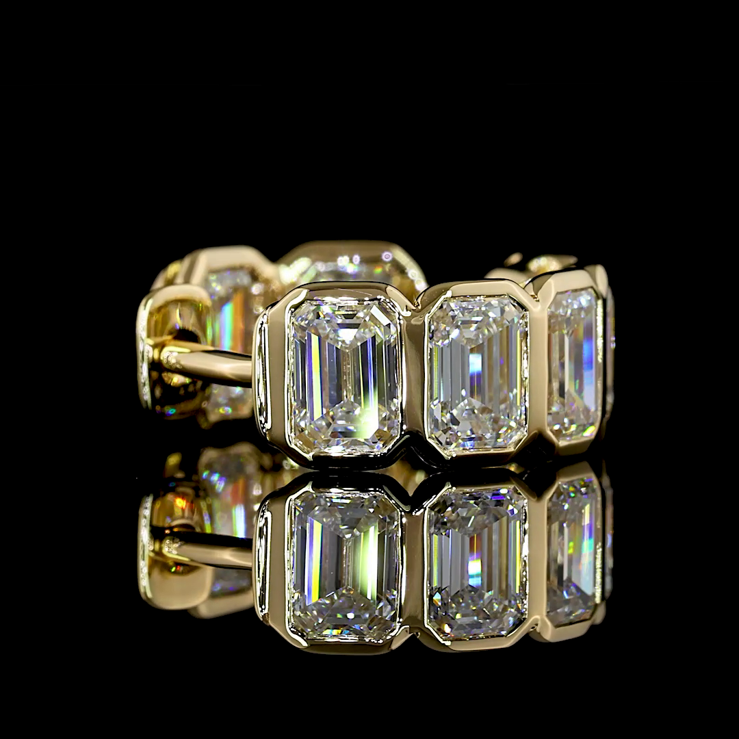 4.08 CTTW Emerald Lab Diamond Huggies Earring 14.6mm 14k Yellow Gold D/E Color and VS1/VS2 Clarity jewelry-spot-usa