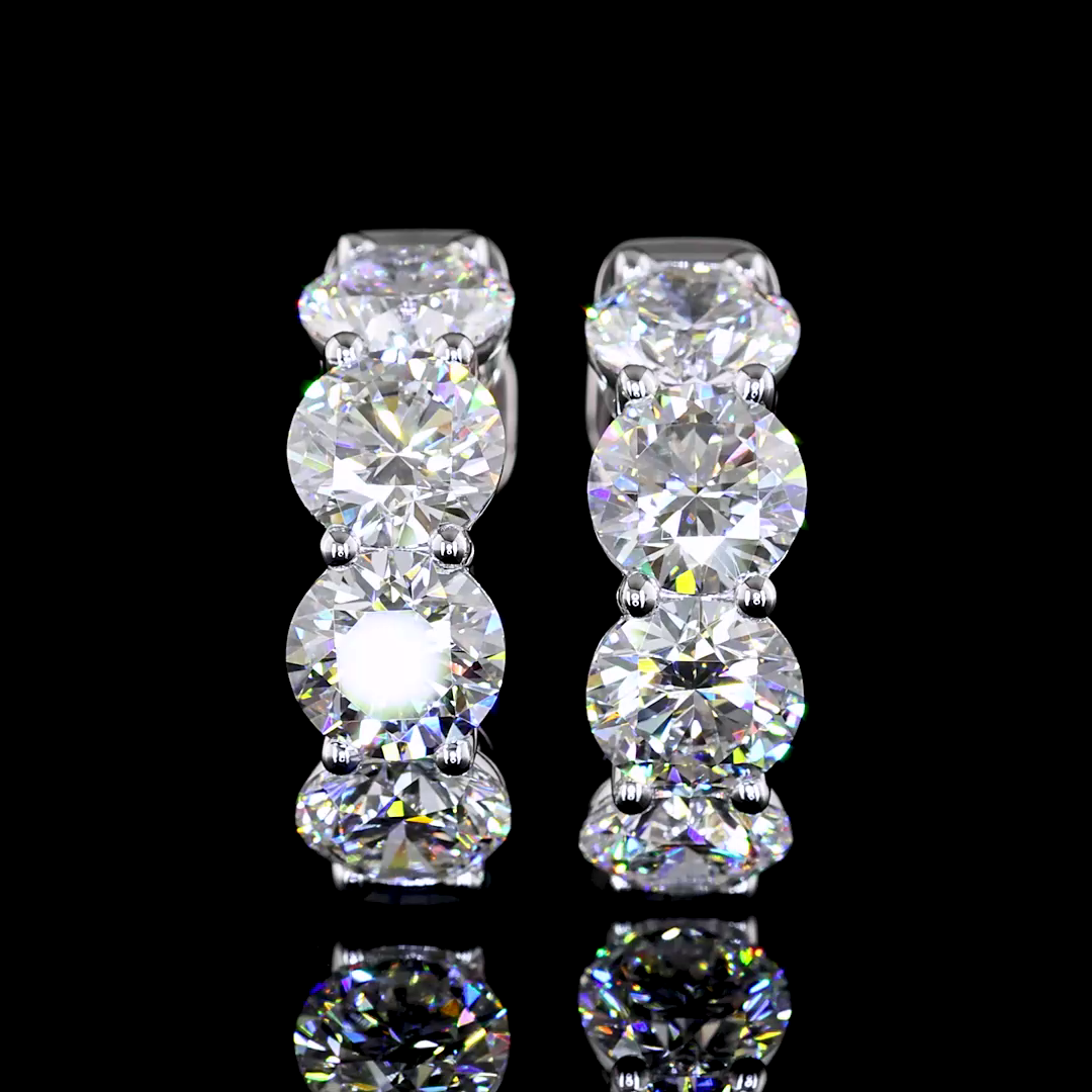 4.94 CTTW Round Lab Diamond Huggies Earring 17.3mm 14k White Gold E Color and VS Clarity jewelry-spot-usa