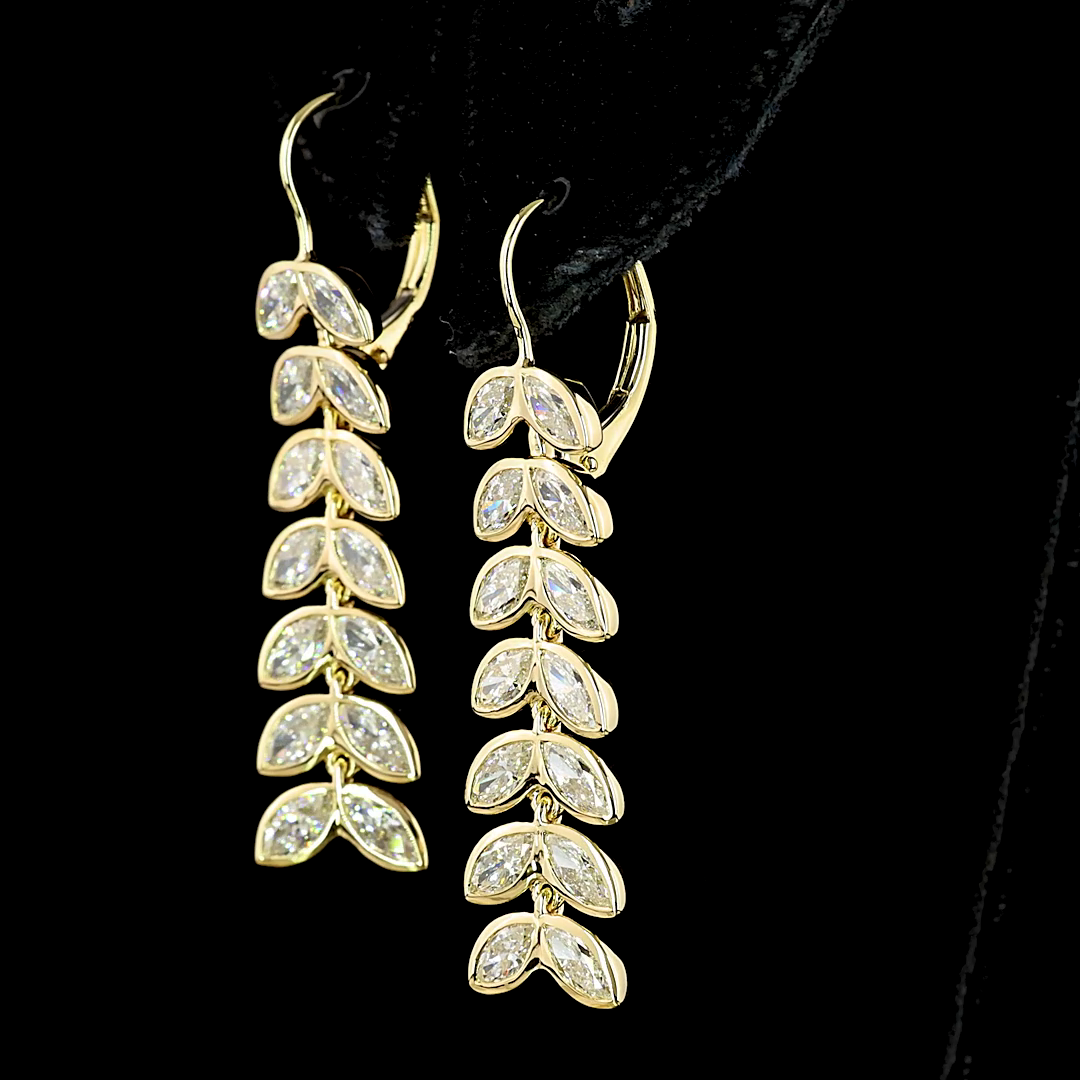 3.29 CTTW Marquise Lab Diamond Hanging Earring 14k Yellow Gold E Color and VS2 Clarity jewelry-spot-usa