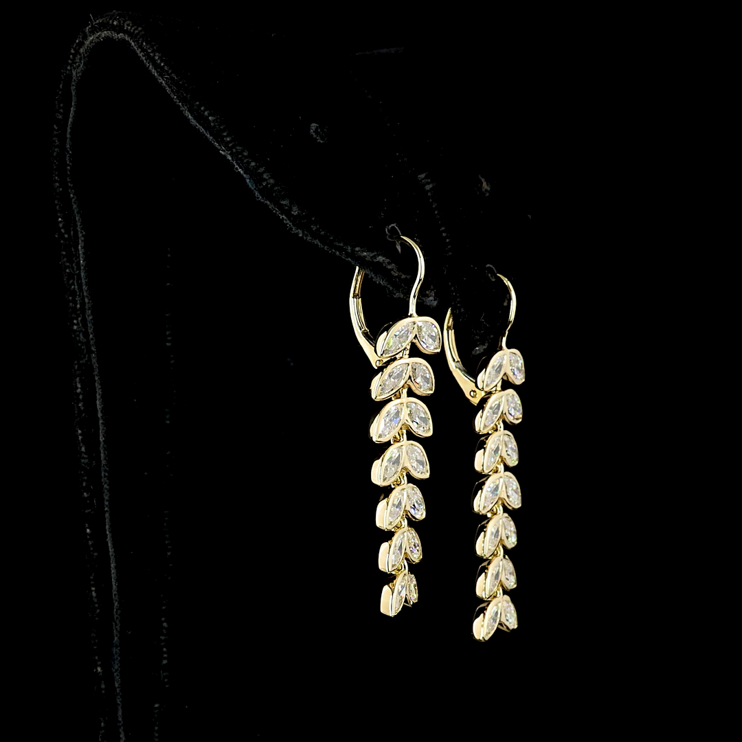 3.29 CTTW Marquise Lab Diamond Hanging Earring 14k Yellow Gold E Color and VS2 Clarity jewelry-spot-usa