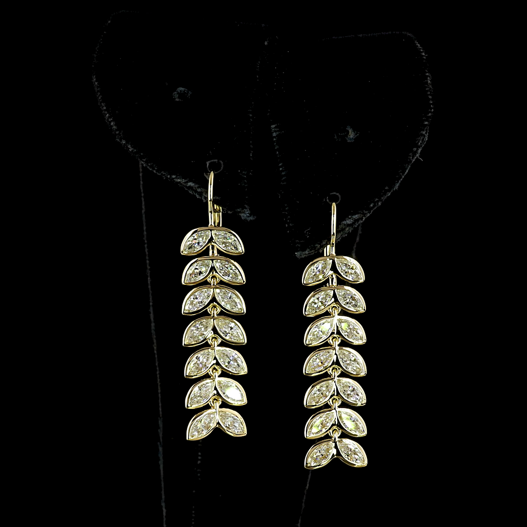 3.29 CTTW Marquise Lab Diamond Hanging Earring 14k Yellow Gold E Color and VS2 Clarity jewelry-spot-usa