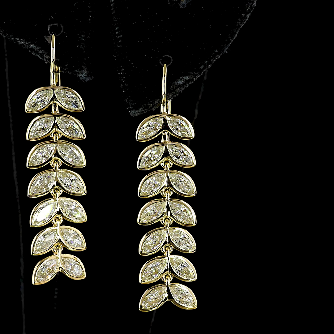 3.29 CTTW Marquise Lab Diamond Hanging Earring 14k Yellow Gold E Color and VS2 Clarity jewelry-spot-usa